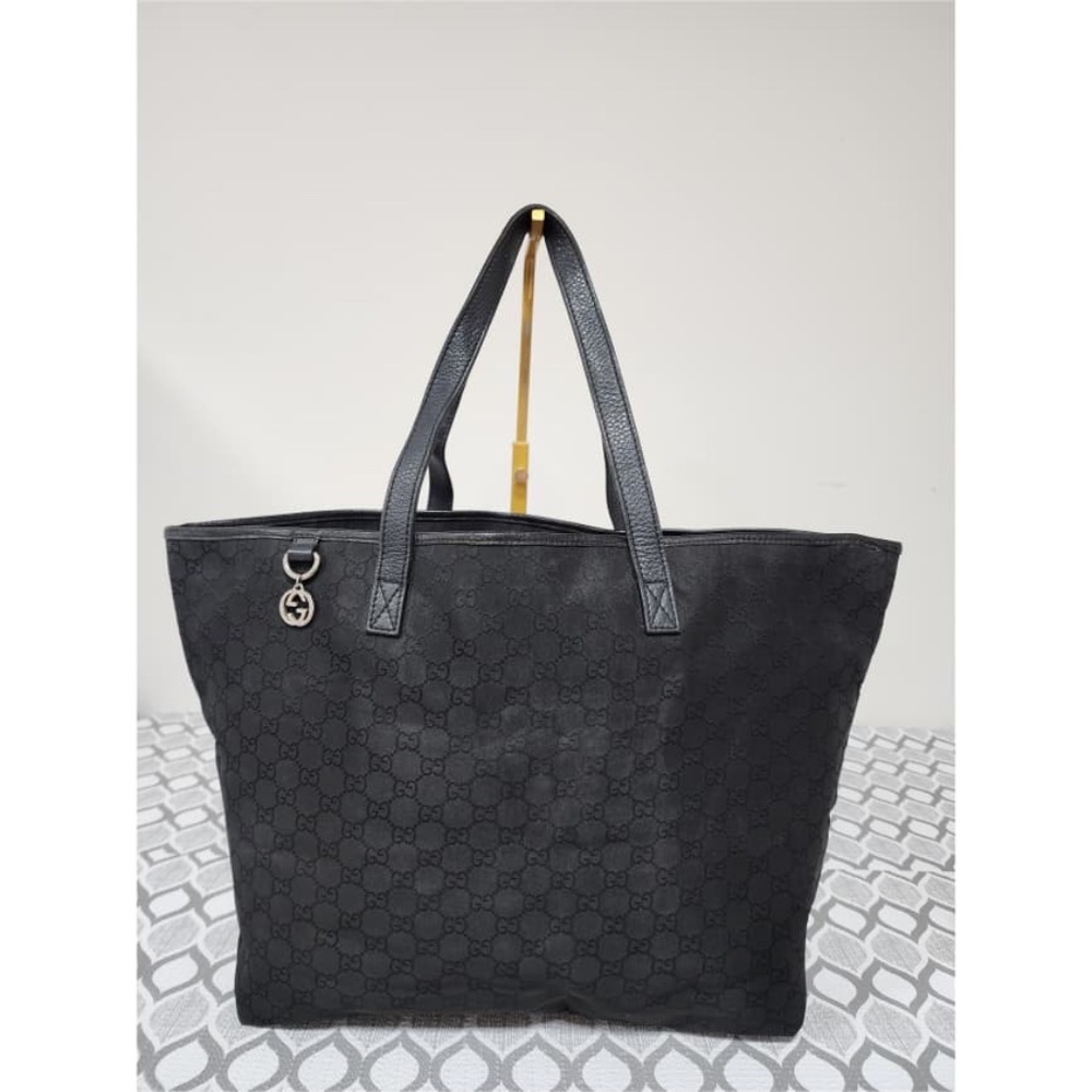 Authentic GUCCI Monogram Nylon Large Tote Bag Black